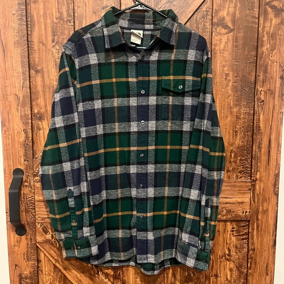The North Face‎ Mens Arroyo Flannel Shirt Plaid Green Large Button Down - Picture 2 of 8